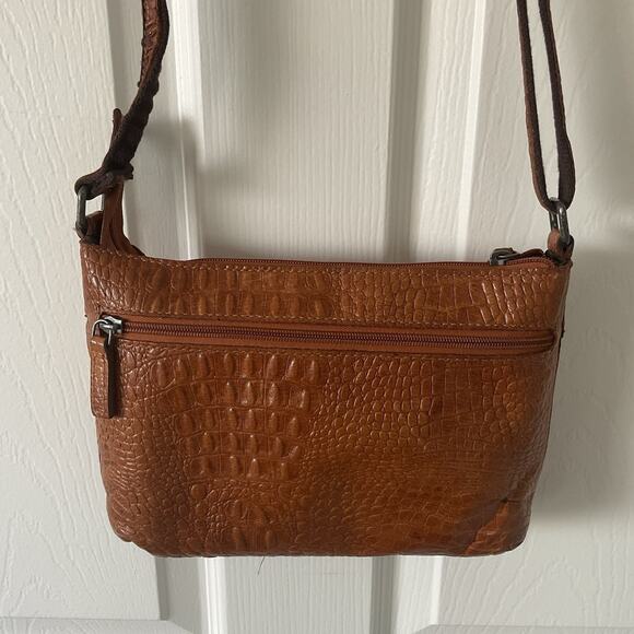 Jack Georges Bag Buffalo Leather Croc Hornback City Crossbody Zippered Handmade - Picture 4 of 7